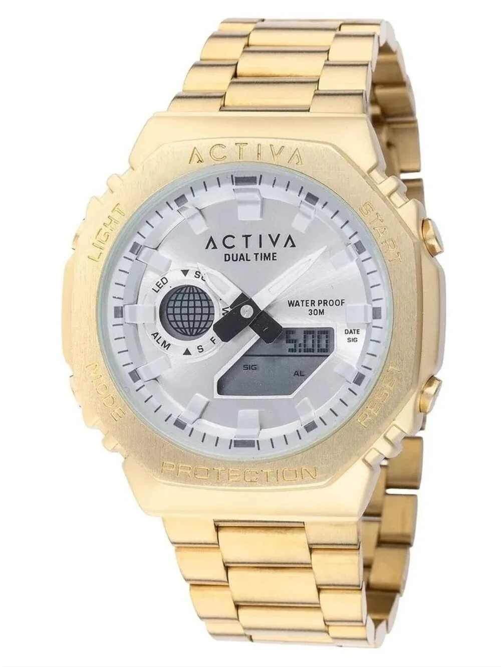 NWT Activa Signal X Invicta Digital Unisex Watch 45.5mm Gold White ACWM423-008